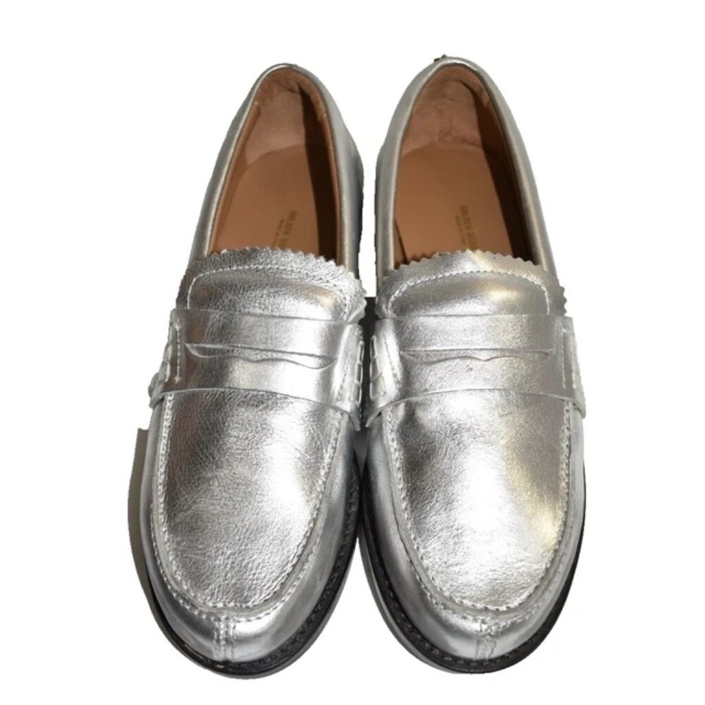 $550 GOLDEN GOOSE Jerry Loafer LEATHER SLIP ON SHOE Argento & Grigio 39 (MG8) - Picture 3 of 9